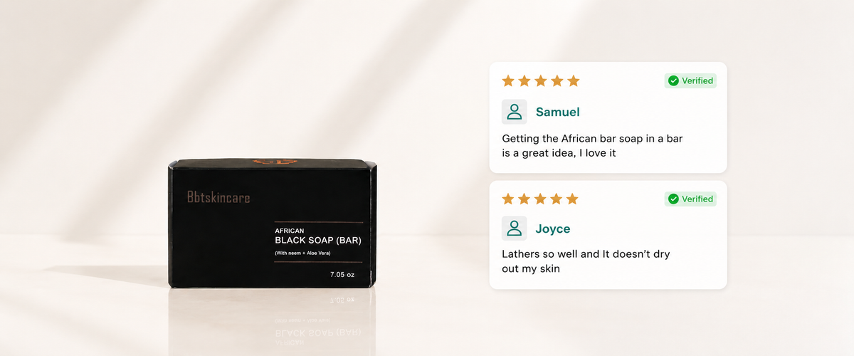AFRICAN BLACK SOAP BAR  (With neem + aloe vera)